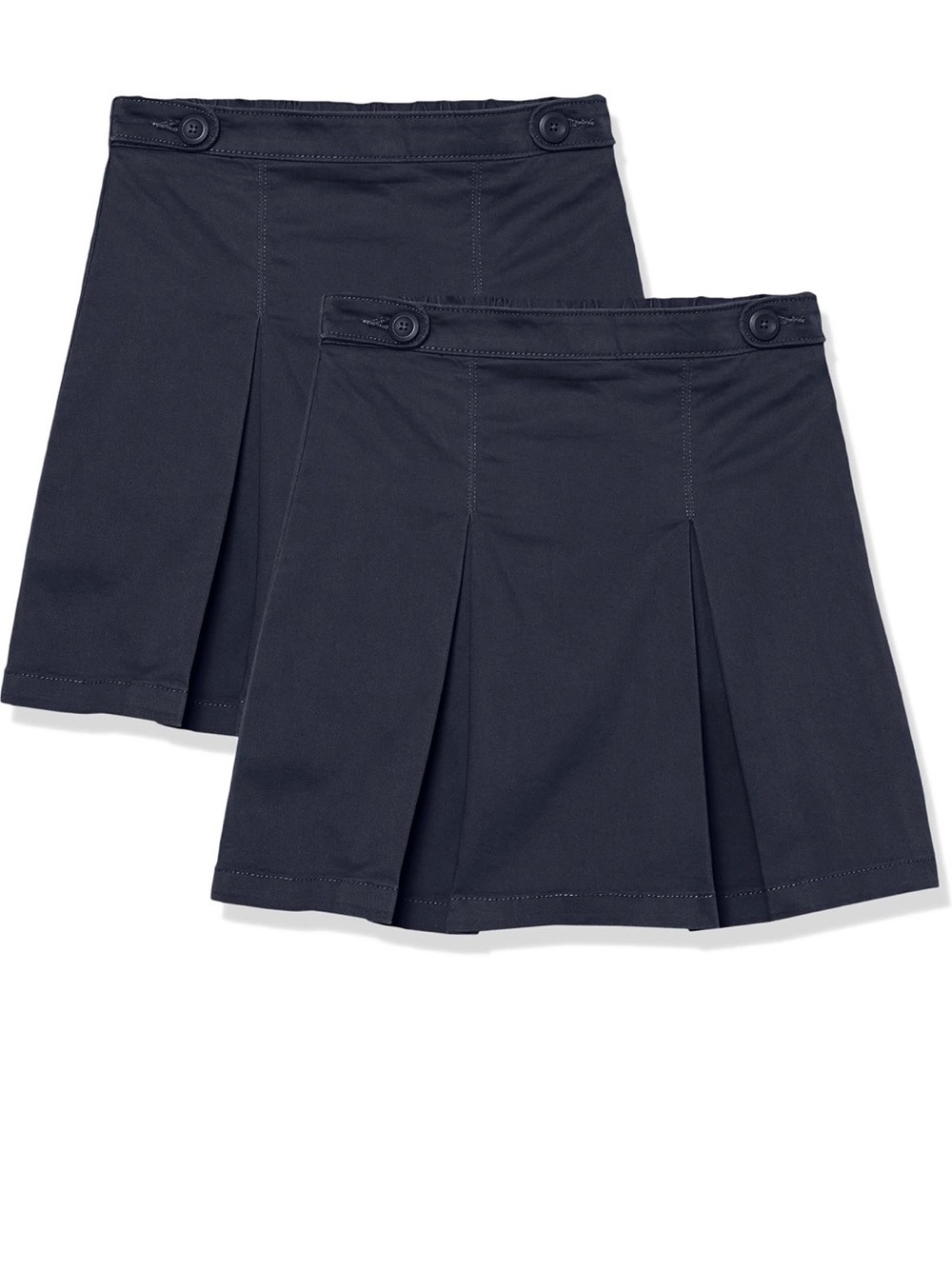 Amazon Essentials Girls Navy School Pleated Skirt with Buttoned Waist set of 2